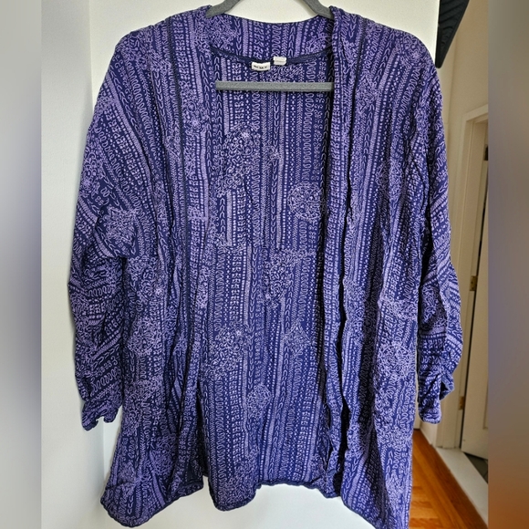 Roxy Indigo Patterned Beach Cover-up or Light Cardigan, M - Picture 1 of 5